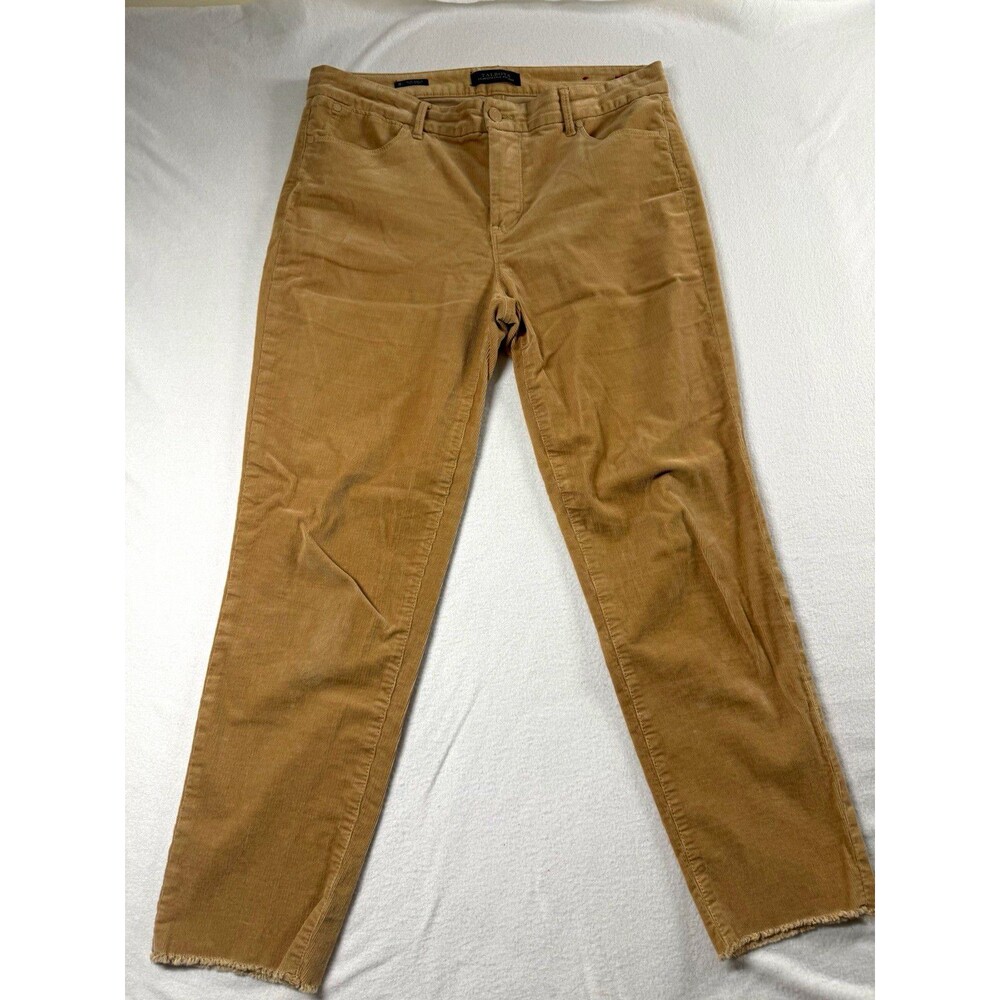 Talbots Womens Pants Size 8 Beige Corduroy Slim Skinny Ankle Pockets Frayed 569